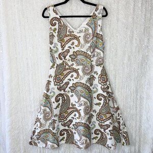 Premise Fit & Flare Dress Size 10 Linen Blend Dreamy Paisley Print Sleeveless M